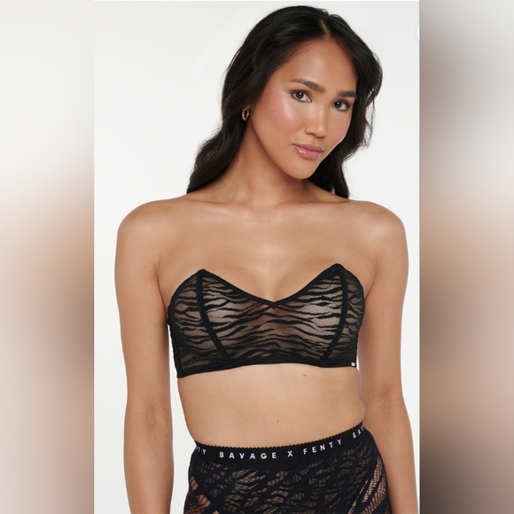 Savage X Fenty - All Over Me Lace Bandeau Bralette - size M - Picture 2 of 6